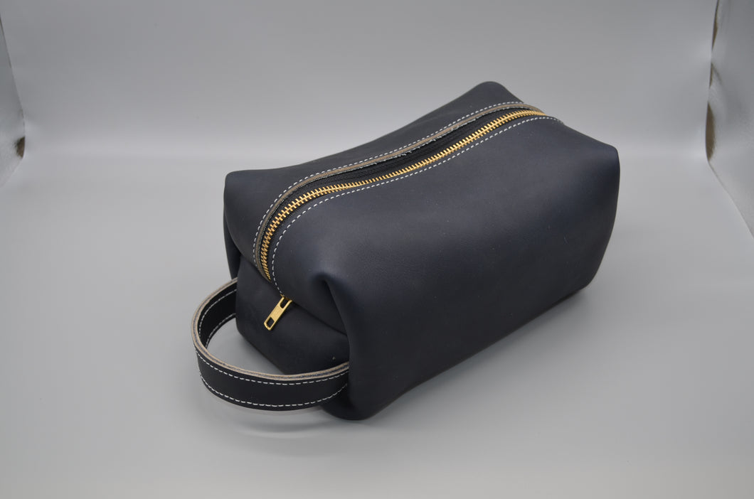 Black Leather Shave/Dopp kit